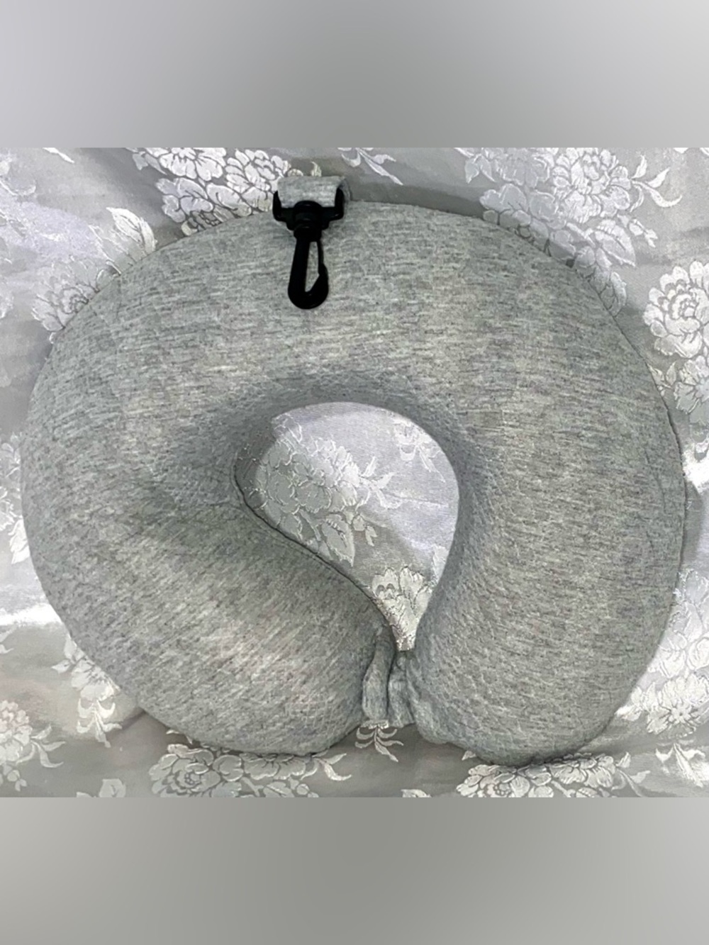 Memory Foam Travel Neck Pillow Gray Washable Cover Broken Snap
